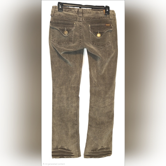 Vintage 90s Y2K Zanadi Low Rise Corduroy Flare Pants - Brown/Taupe - Size 5 - Picture 3 of 5